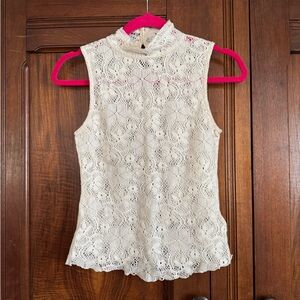 Free People cream colored lace “pretty sure muscle tank”
